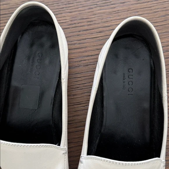 Gucci Brixton Women’s Ivory Leather Horsebit Loafers 39.5. - Picture 4 of 10